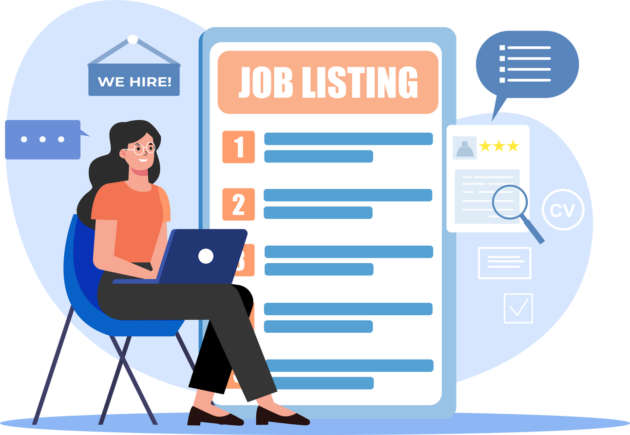HR posting various types of Job for job seekers, We are searching talents, Job hiring concept.