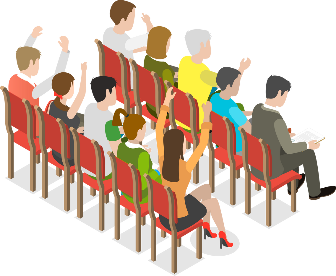 3D Isometric Flat  Conceptual Illustration of Conference